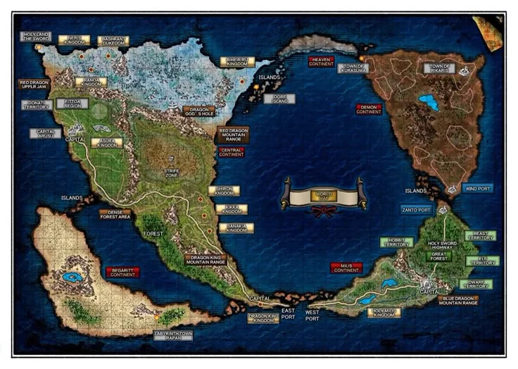 Le Continent Central et ses terres